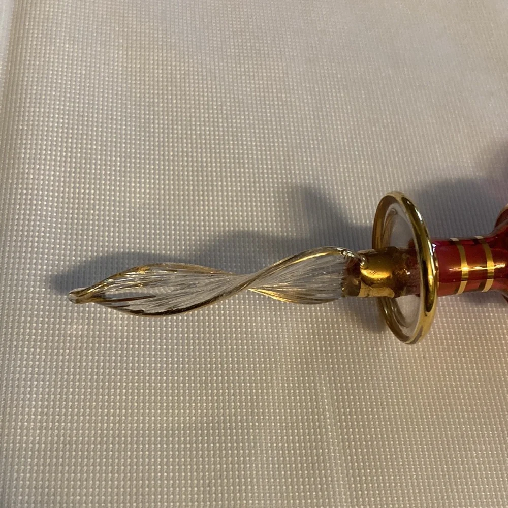 Vintage blown glass perfume bottle raspberry and gold - Picture 4 of 10